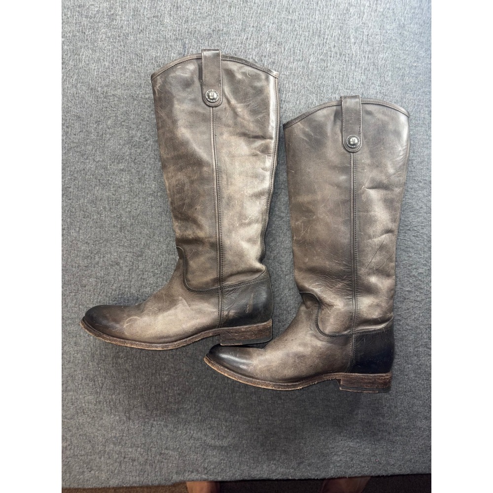 Frye Melissa Button Tall Riding Boots Slate Grey Leather 77172 Size 8